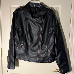 Black leather moto jacket